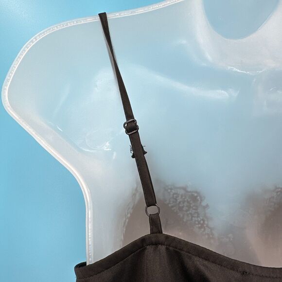 Babydoll Cami Size 4 Black Lace Trim Wrap Satin Whimsigoth Fairy Goth Feminine - Picture 5 of 12